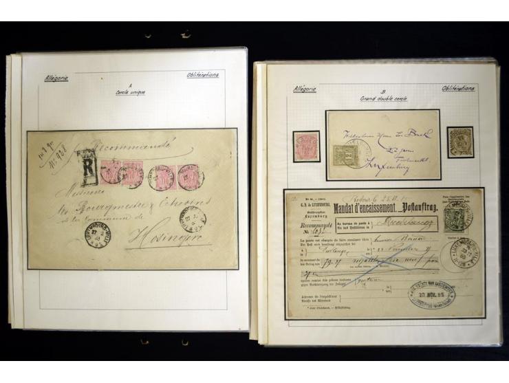 1882/90 (ca.), über 60 Briefe, Karten und Formulare mit Allegorie-Frankaturen, dabei Auslands-Wertbriefe, Express-Brief nach 