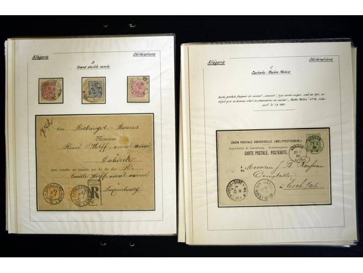1882/90 (ca.), über 60 Briefe, Karten und Formulare mit Allegorie-Frankaturen, dabei Auslands-Wertbriefe, Express-Brief nach 