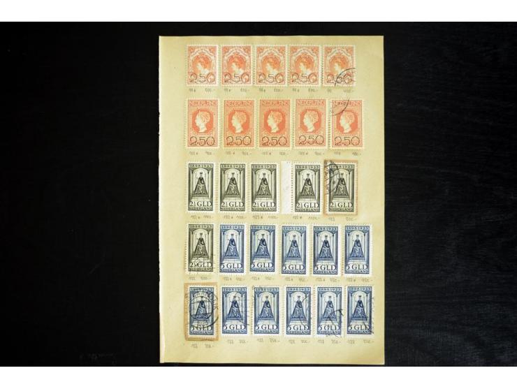 1852/1920, sehr interessante Partie auf alten Auswahlblättern, dabei Mi.-Nr. 1(21), 2(12), 3(11), dabei auch Paare und Randst