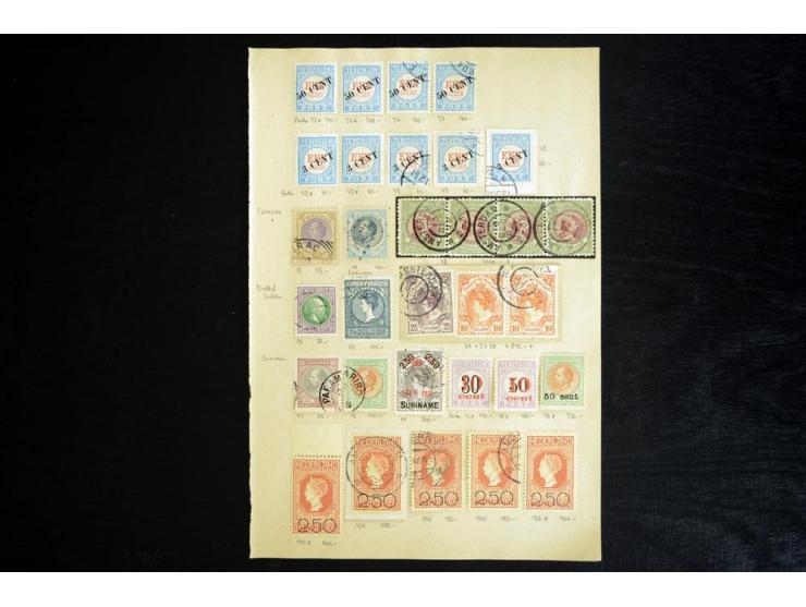 1852/1920, sehr interessante Partie auf alten Auswahlblättern, dabei Mi.-Nr. 1(21), 2(12), 3(11), dabei auch Paare und Randst