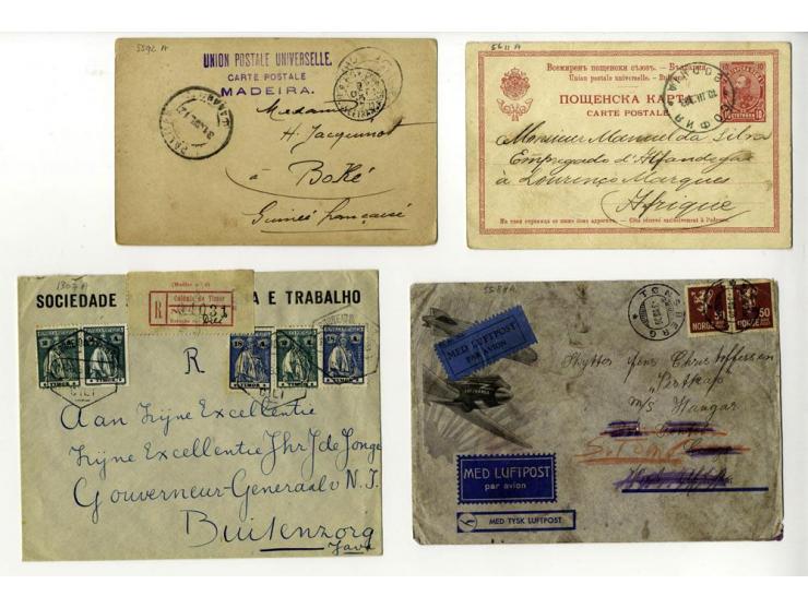 1889/1936, Partie mit 21 Briefen, Karten und Ganzsachen inkl. Incoming Mail, dabei GSK mit Zufrankaturen, 2 R-Briefe aus Cili
