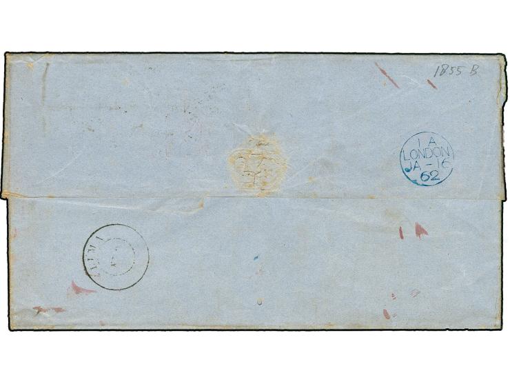 1862, "F PAID AT BELFAST JA 15.62", clear strike on folded cover with handwritten endorsement "per West India Steamer..." and
