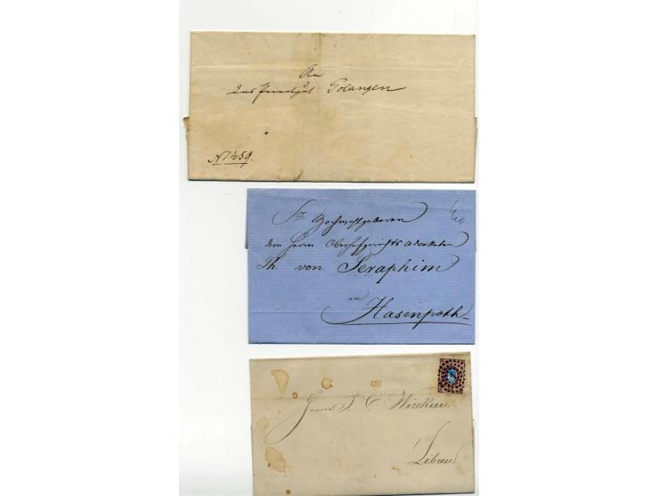 POLANGEN/ PALANGA, 1828/78, interessante Partie von 10 Briefen, dabei Dobin Nr. 1.01(2), 1.03, 2.01, 4.01, sowie Dobin Nr. 1.