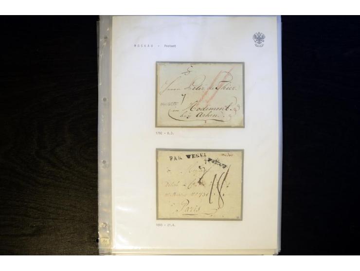 1792/1857, MOSKAU, sehr schöne Sammlung früher Stempel, dabei 20 Briefe mit u.a. kyrillischer Stempel 1809 MOSKVA in rot, 183