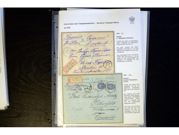 1889/1917, 27 Briefe und eine Karte abgehend vom Moskauer Telegraphenamt, dabei verschiedene Frankaturen und Destinationen, t