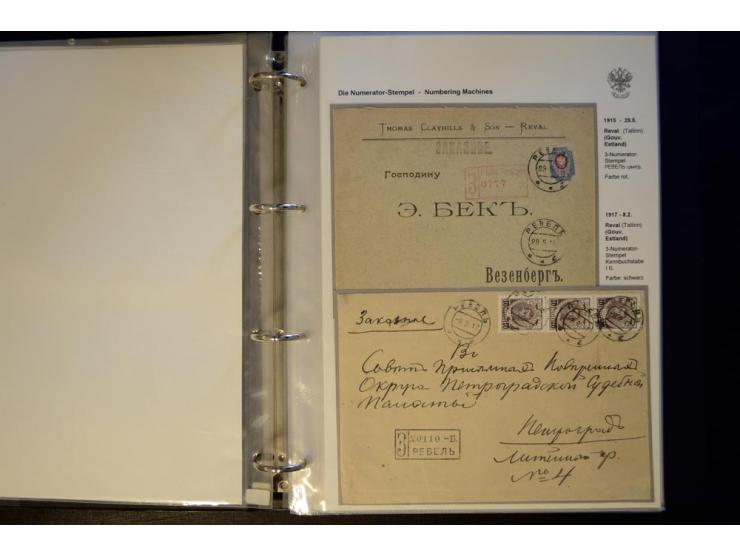1912/17, Numerator-R-Stempel, umfangreiche Sammlung von 50 Briefen, dabei Romanow- und Kriegswohlfahrtfrankaturen, Zensuren, 