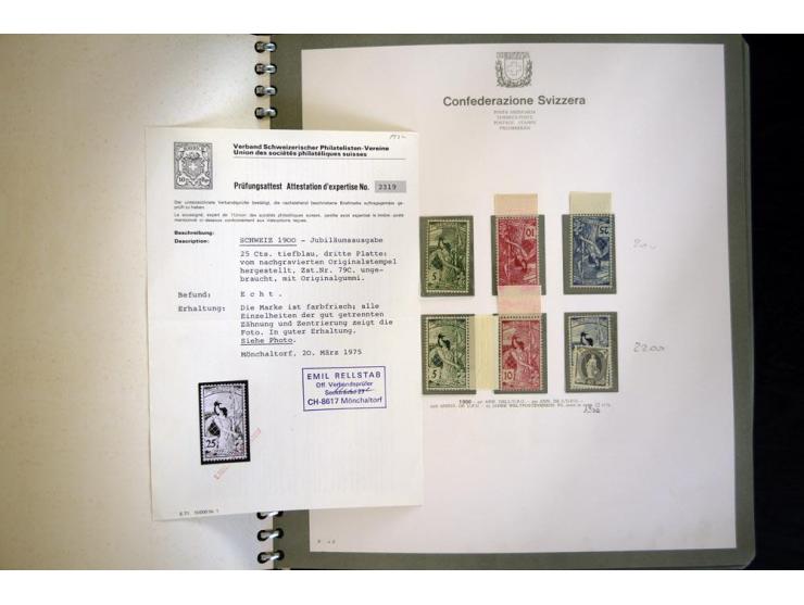 1900/63, postfrische und etwas ungebrauchte Sammlung mit u.a. Mi.-Nr. 73III (Fotoattest Rellstab), 110, 121-23 etc., im Bolaf
