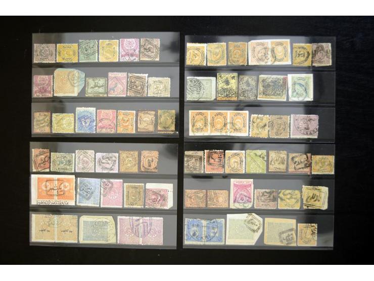 1863/1918, extensive collection of cancellations, mostly Brandt and Ceylan all Arabic types, scarce 1863/64 marks on Tughra i