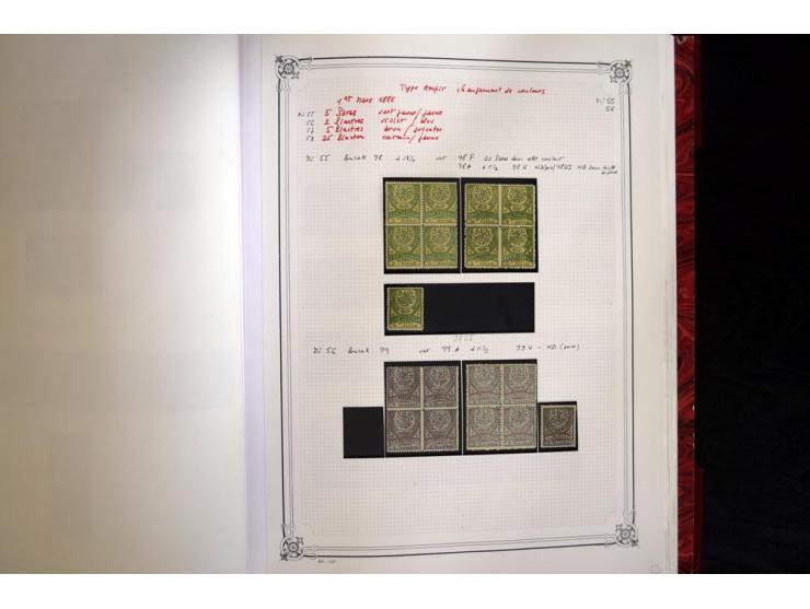 1865/1920, collection in two large Yvert-albums, very specialized with types and perfs, early issues incl. tête-bêche prints,