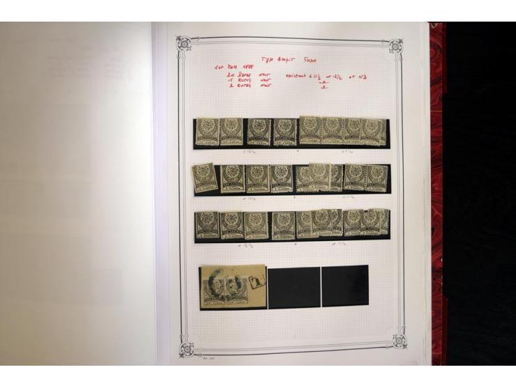 1865/1920, collection in two large Yvert-albums, very specialized with types and perfs, early issues incl. tête-bêche prints,