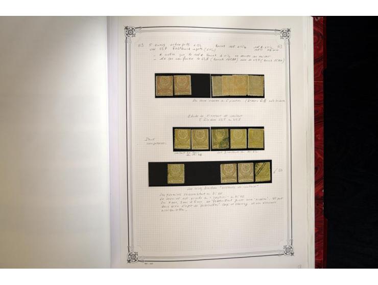 1865/1920, collection in two large Yvert-albums, very specialized with types and perfs, early issues incl. tête-bêche prints,