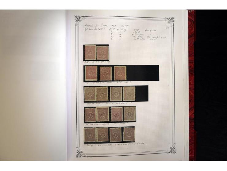 1865/1920, collection in two large Yvert-albums, very specialized with types and perfs, early issues incl. tête-bêche prints,