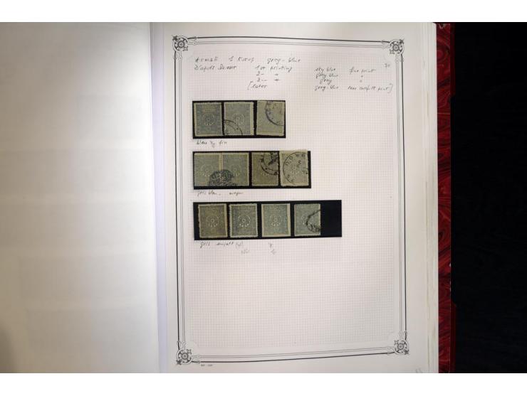 1865/1920, collection in two large Yvert-albums, very specialized with types and perfs, early issues incl. tête-bêche prints,