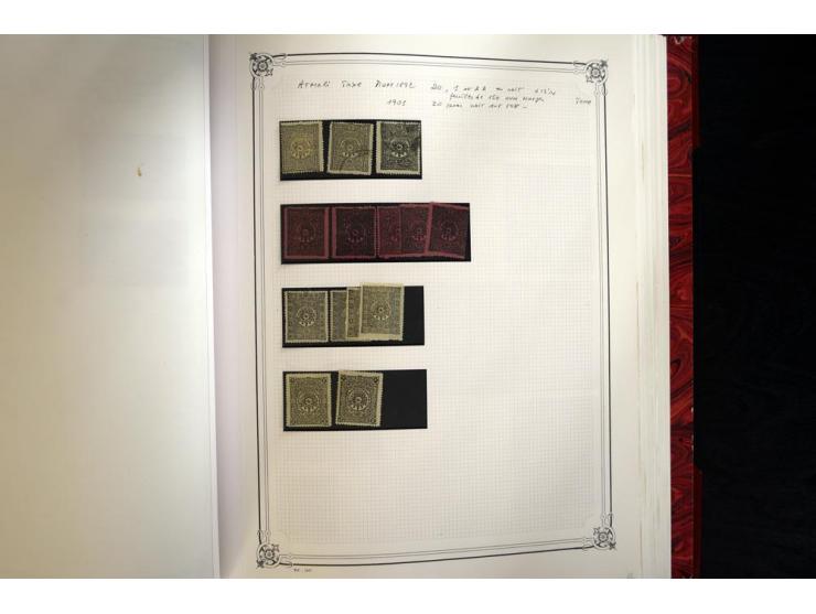 1865/1920, collection in two large Yvert-albums, very specialized with types and perfs, early issues incl. tête-bêche prints,