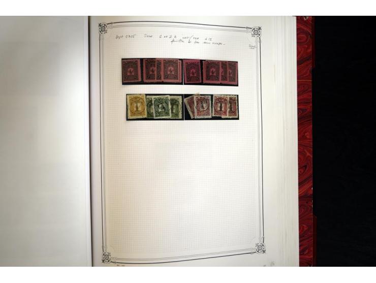 1865/1920, collection in two large Yvert-albums, very specialized with types and perfs, early issues incl. tête-bêche prints,