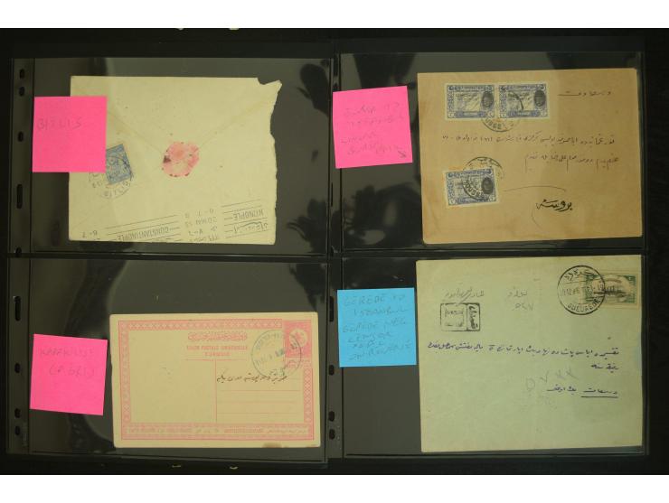 1860/1918 (ca.), accumulation of about 70 cards and letter plus several postal forms incl. scarce cancellations as prephilate