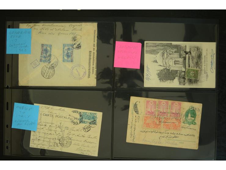 1860/1918 (ca.), accumulation of about 70 cards and letter plus several postal forms incl. scarce cancellations as prephilate