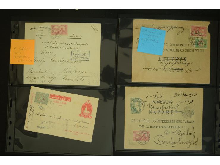 1860/1918 (ca.), accumulation of about 70 cards and letter plus several postal forms incl. scarce cancellations as prephilate
