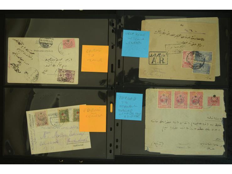 1860/1918 (ca.), accumulation of about 70 cards and letter plus several postal forms incl. scarce cancellations as prephilate