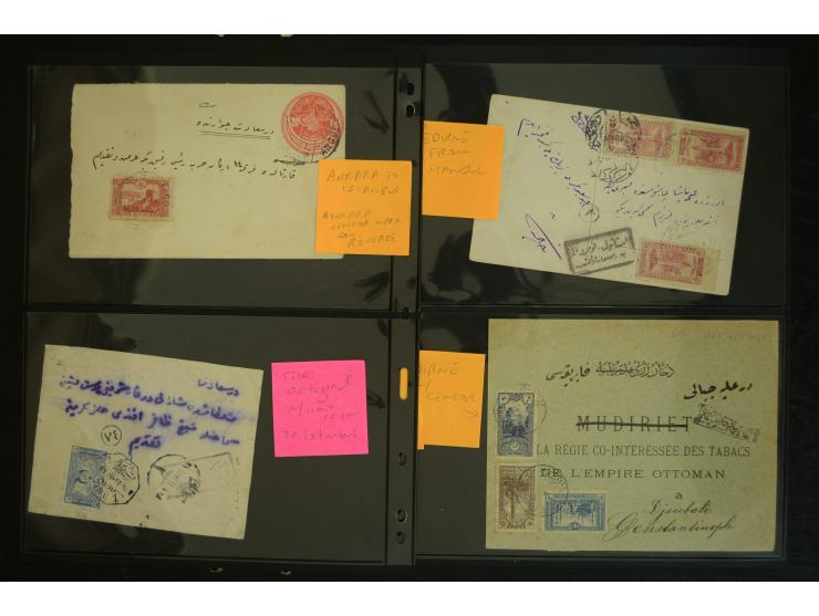 1860/1918 (ca.), accumulation of about 70 cards and letter plus several postal forms incl. scarce cancellations as prephilate