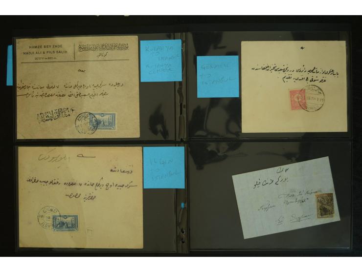1860/1918 (ca.), accumulation of about 70 cards and letter plus several postal forms incl. scarce cancellations as prephilate
