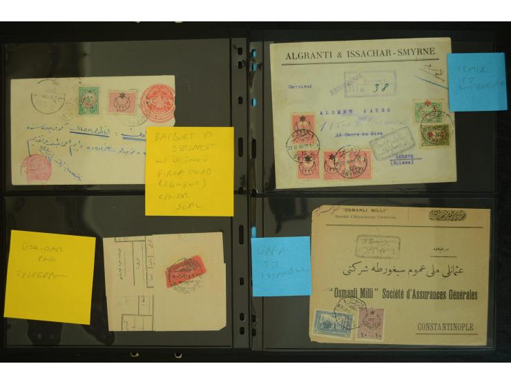 1860/1918 (ca.), accumulation of about 70 cards and letter plus several postal forms incl. scarce cancellations as prephilate