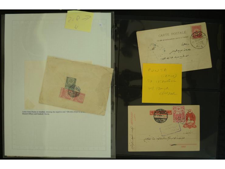 1860/1918 (ca.), accumulation of about 70 cards and letter plus several postal forms incl. scarce cancellations as prephilate