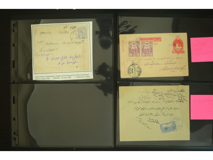 1860/1918 (ca.), accumulation of about 70 cards and letter plus several postal forms incl. scarce cancellations as prephilate