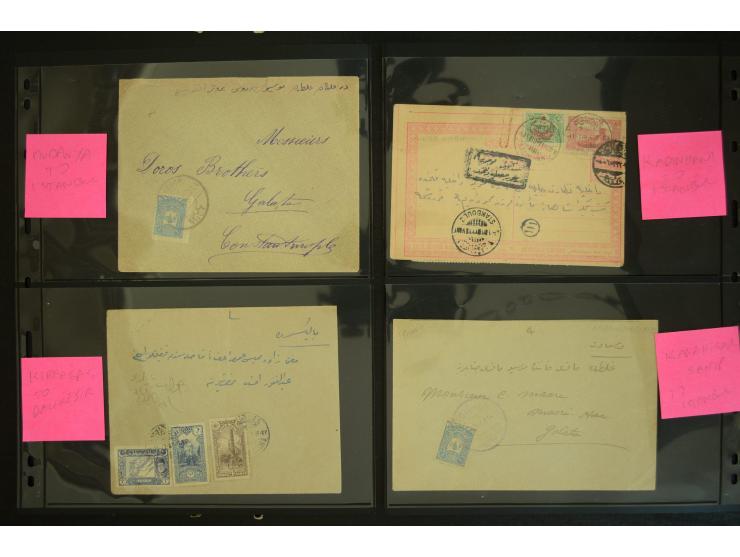 1860/1918 (ca.), accumulation of about 70 cards and letter plus several postal forms incl. scarce cancellations as prephilate