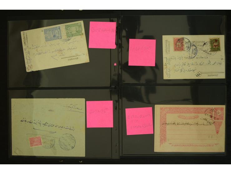 1860/1918 (ca.), accumulation of about 70 cards and letter plus several postal forms incl. scarce cancellations as prephilate