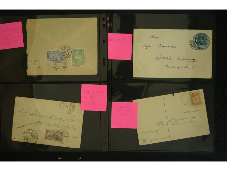 1860/1918 (ca.), accumulation of about 70 cards and letter plus several postal forms incl. scarce cancellations as prephilate