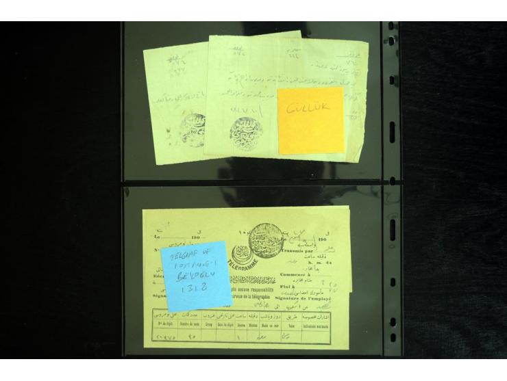 1876/1907 (about), 41 letters, covers, postcards, postal receipts and telegrams with negative seal cancellations incl. rare i