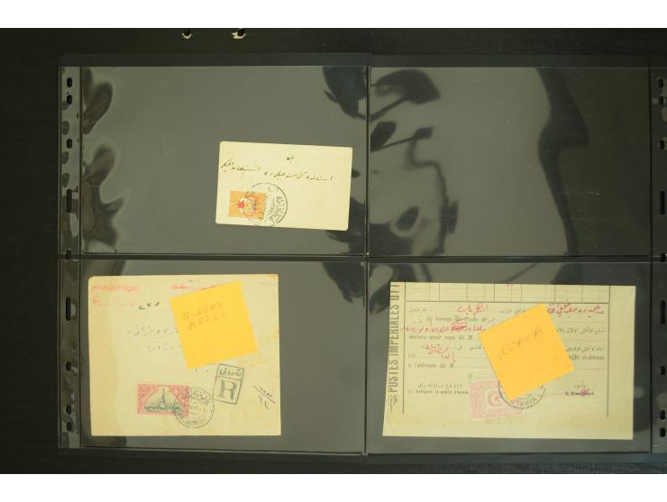 1877/1915 (about), approx. 115 covers, postcards etc. with a wide range of cancellations, also better frankings, destinations