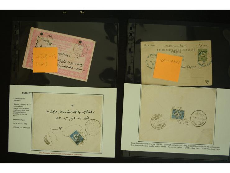 1877/1915 (about), approx. 115 covers, postcards etc. with a wide range of cancellations, also better frankings, destinations