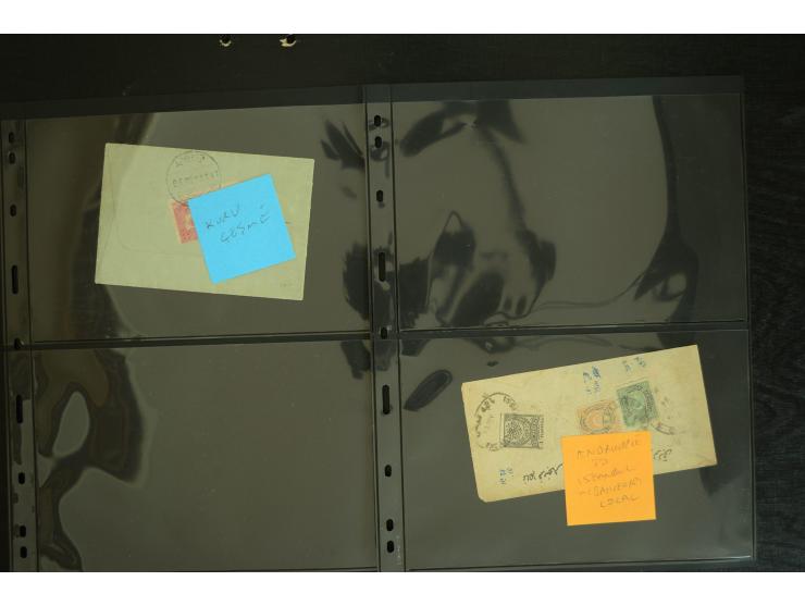 1877/1915 (about), approx. 115 covers, postcards etc. with a wide range of cancellations, also better frankings, destinations