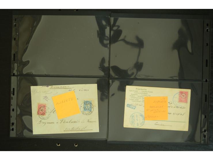 1877/1915 (about), approx. 115 covers, postcards etc. with a wide range of cancellations, also better frankings, destinations