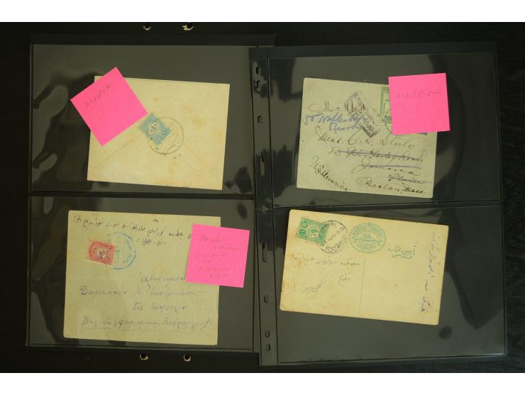 1877/1915 (about), approx. 115 covers, postcards etc. with a wide range of cancellations, also better frankings, destinations