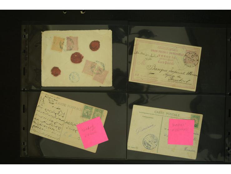 1877/1915 (about), approx. 115 covers, postcards etc. with a wide range of cancellations, also better frankings, destinations