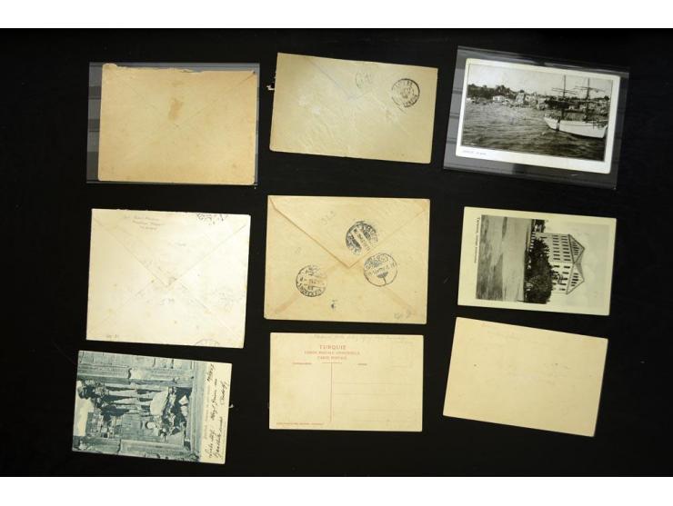1892/1915 (ca.), 15 Briefe, Karten und ein Briefstück Militärpost, Schiffspost, Bahnpost etc., dazu Einschreib-Einlieferungsb