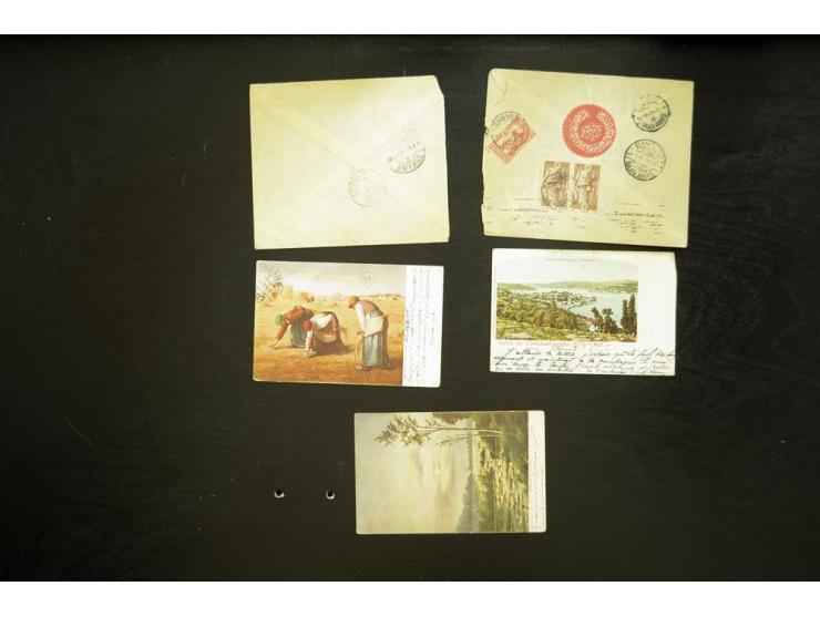 1892/1915 (ca.), 15 Briefe, Karten und ein Briefstück Militärpost, Schiffspost, Bahnpost etc., dazu Einschreib-Einlieferungsb