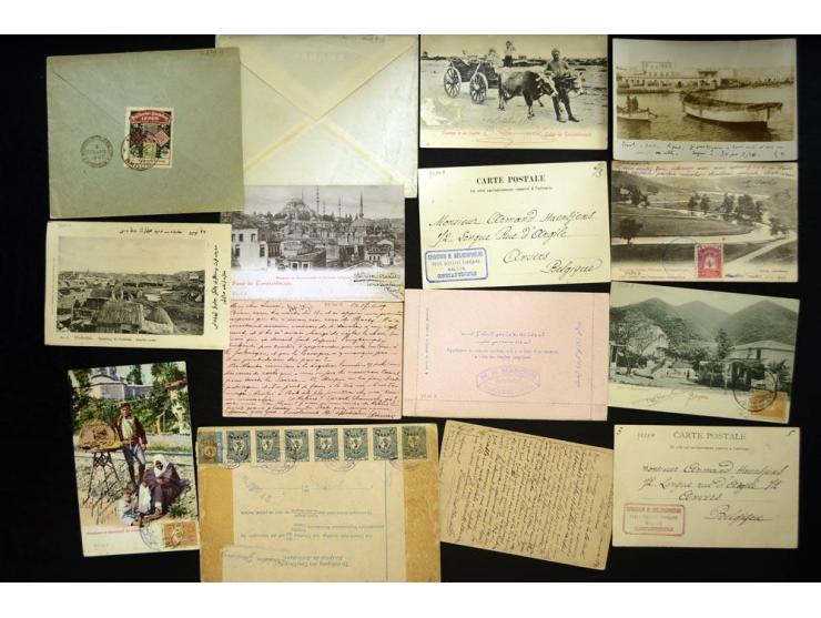 1897/1916, Partie mit 15 Briefen, Karten und Ganzsachen aus bzw. in die Türkei mit Schwerpunkt, augenscheinlich nur verschied