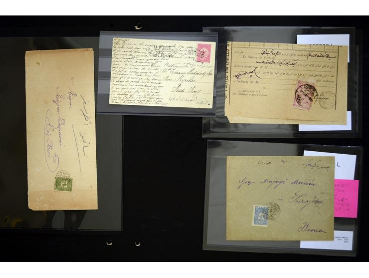 BAHNPOST: 1892/1920 (ca.), 15 Briefe und Karten, dabei seltene Stempel wie "MEHMED CELALEDDIN POSTA SEYYAR MEMURU", Nummernst