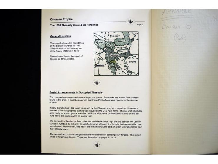 THESSALY: 1898, specialized collection on exhibition leaves, very specialized study starting with the unique set of proofs on