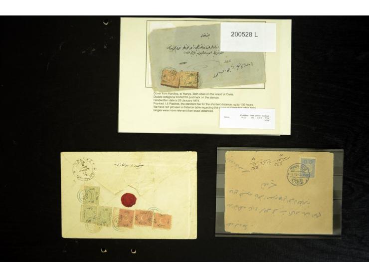 GRIECHENLAND: 1862/1900, 10 Briefe, 1 Ganzsache und 1 Telegramm mit diversen Stempeln von u.a. Almiros, Larissa, Serez, Dedea