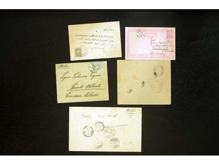 JEMEN:1892/1915, 4 Briefe und 1 Ganzsachenkarte mit Stempeln von Salif, Sanaa und Kodeida