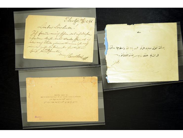 SERBIEN UND MONTENEGRO: 1892/99, 2 Ganzsachen und 1 Brief mit Stempeln von Senice, Sdestche und Tashlidja