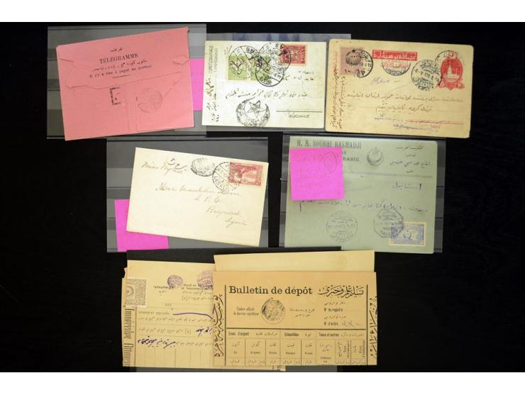 SYRIEN: 1844/1918 (ca.), 18 Belege mit diversen Stempeln, dabei "Bab", "Nebik", Zensur, Telegramme, Halbierungen etc.