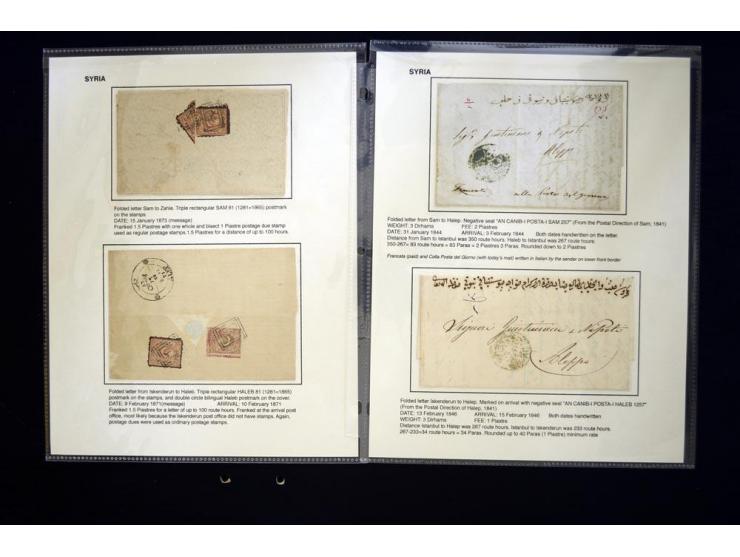 SYRIEN: 1844/1918 (ca.), 18 Belege mit diversen Stempeln, dabei "Bab", "Nebik", Zensur, Telegramme, Halbierungen etc.