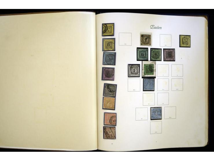 Baden bis Württemberg, meist ungebrauchte und gestempelte Sammlung im alten Vordruckalbum mit einigen besseren Marken, Farben