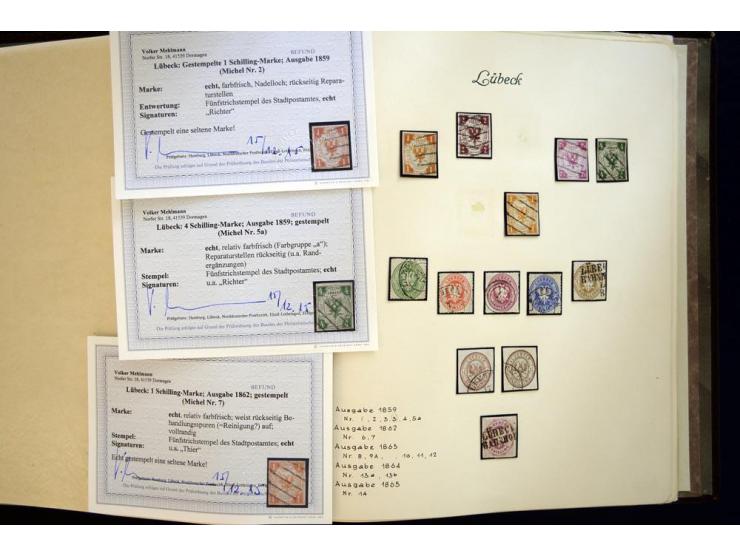 1851/1920, kleiner alter Sammlungsteil mit den Hansestädten, Mecklenburg, Sachsen und Württemberg, dabei viele bessere Werte 